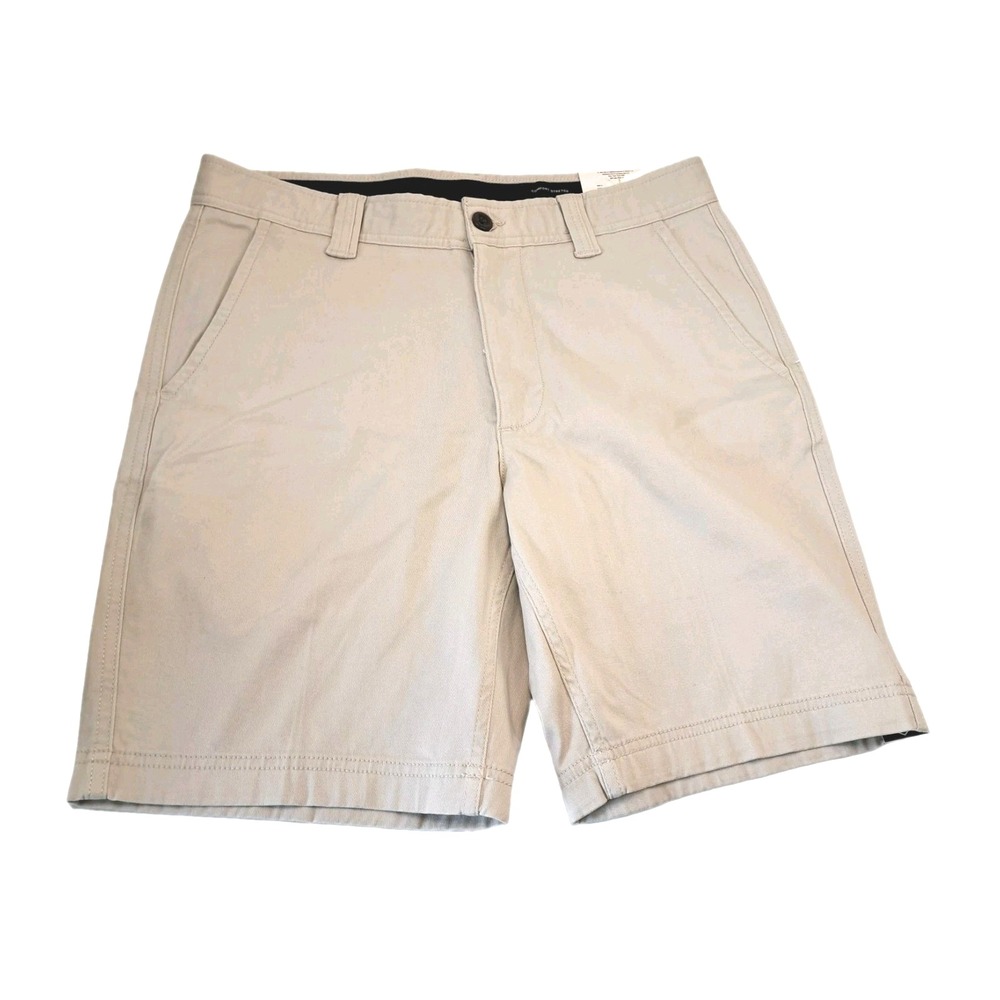 St. John's Bay Chino Shorts Mens 32 Beige NEW Flat Front Stretch Pockets